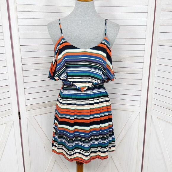 Exotik Y2K Striped Layered Mini Dress Sundress Multicolor Small - Picture 1 of 13
